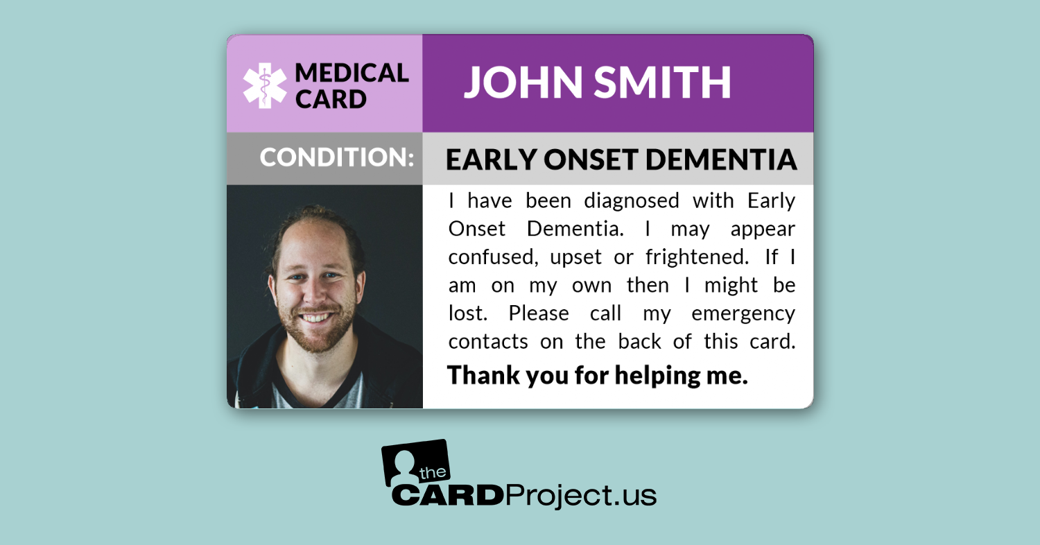 Early Onset Dementia Medical Cards by The Card Project US