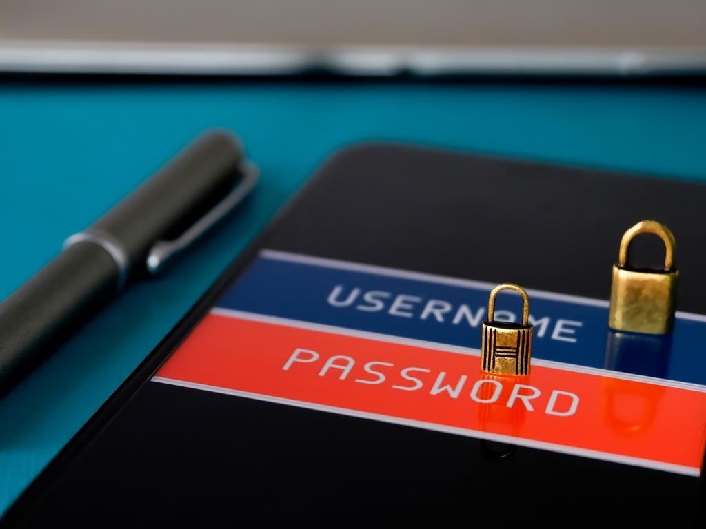 Close-up of a smartphone's password login screen with two small padlocks on top, symbolizing the importance of strong password security for GDPR.