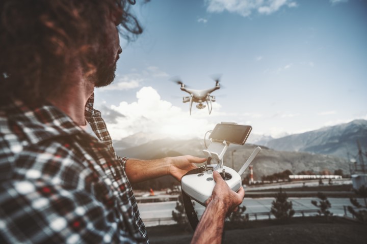 Flying a drone near mountains