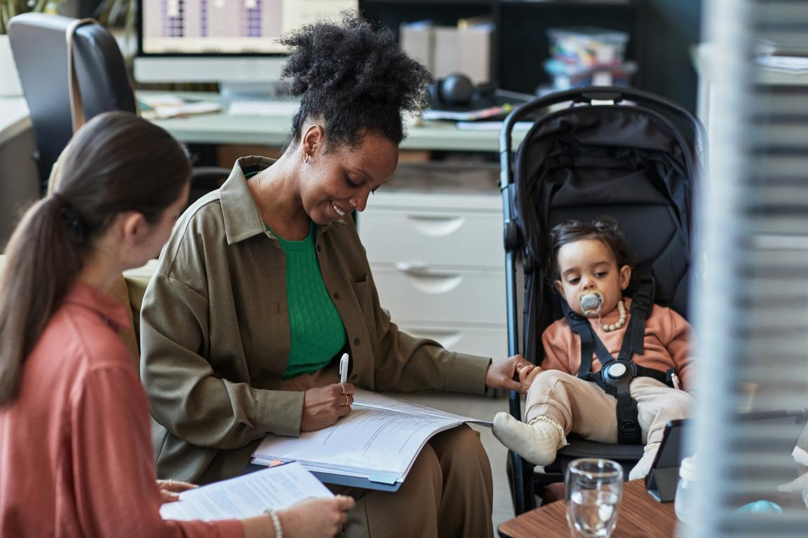 Family discussing data protection.